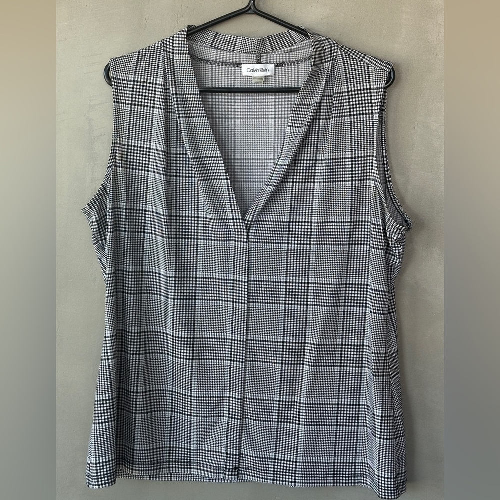 Black & White Tweed Sleeveless Blouse